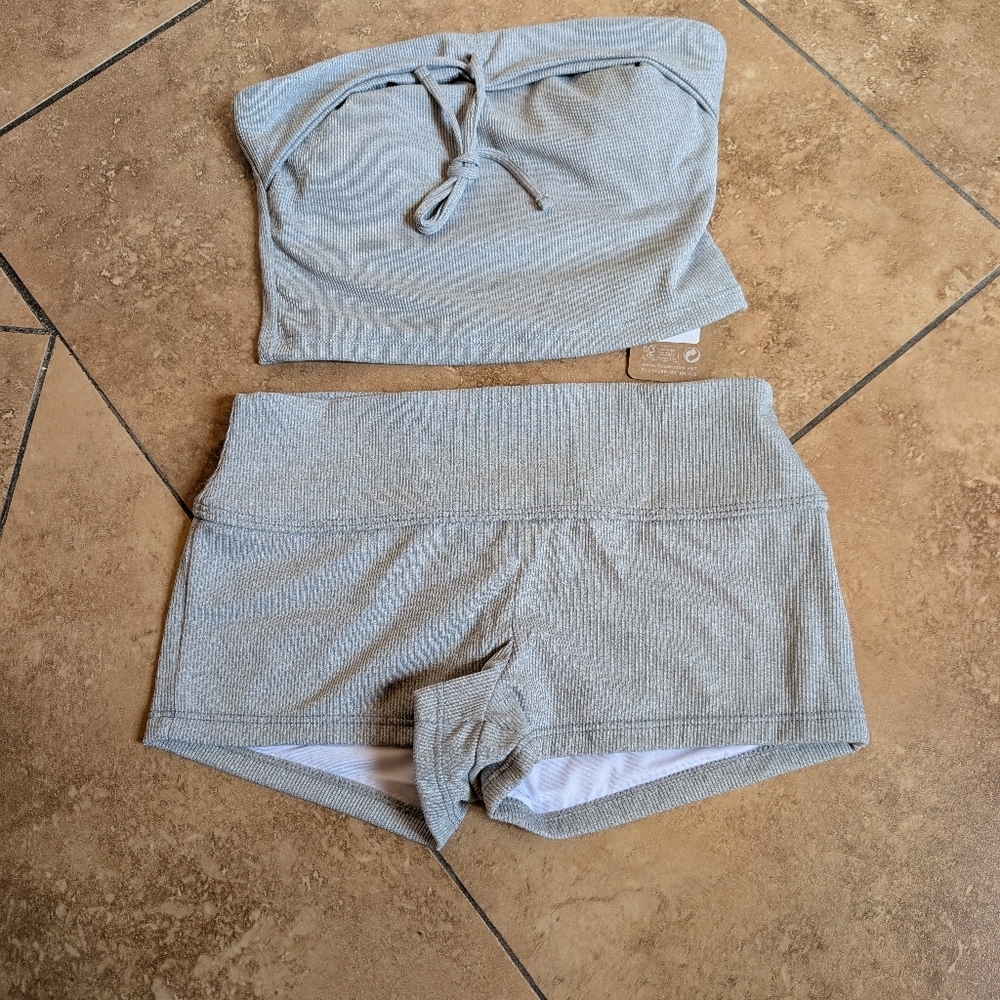 Samiol NWT Grey Bandeau Tankini Swimsuit Large